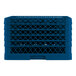 A royal blue full-size glass rack with 25 compartments and a lattice design.