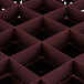 A close up of a Vollrath Traex burgundy glass rack grid with squares.