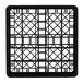 A black Vollrath glass rack with many rows of plastic compartments.