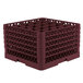 A burgundy Vollrath glass rack with open rack extender on top.