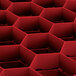 A red plastic grid with hexagonal compartments.