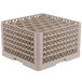 A beige plastic Vollrath Traex glass rack with an open rack extender on top.