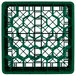 A Vollrath green plastic rack with hexagonal compartments.