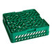 A green plastic Vollrath Traex glass rack with an open rack extender on top.