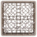 A beige Vollrath Traex glass rack with many compartments and an open rack extender.