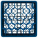 A Vollrath Royal Blue plastic rack with hexagonal compartments.