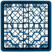 A blue plastic Vollrath Traex glass rack with hexagons.