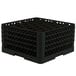 A black Vollrath Traex glass rack with holes.
