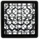 A black Vollrath Traex glass rack with a grid pattern.