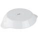 A white China shirred egg dish with black text on the side.