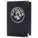 A black leather Menu Solutions Royal Select menu cover with a silver logo.