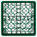 A green plastic Vollrath Traex glass rack with hexagons.