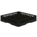 A black plastic Vollrath Traex glass rack with 30 compartments.