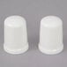 Two white Whittier porcelain salt and pepper shakers.