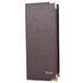 A brown leather Menu Solutions Royal Select Series menu cover.