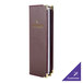 A close-up of a Menu Solutions Royal Select Series leather-like menu cover in purple with gold trim.