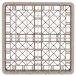 A beige plastic Vollrath Traex glass rack with a square grid pattern and many small compartments.