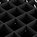 A close up of a black grid with squares.