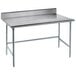 A Advance Tabco stainless steel work table with a long rectangular top and an open base.