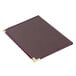 A brown leather Menu Solutions Royal Select menu cover with gold corners.