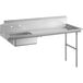 A Regency stainless steel soiled dish table with a right drainboard.