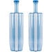 Two blue and white San Jamar Rapi-Kool tubes with lids on them.