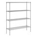 A Regency chrome wire shelving unit with four shelves.