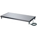 A rectangular black steel Hatco heated shelf with a black cord.