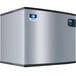 A silver Manitowoc Indigo Series cube ice machine with blue logo.