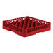 A red Vollrath Traex glass rack with a grid pattern.