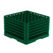 A green plastic container with 49 compartments with holes.