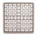 A beige Vollrath Traex glass rack with 49 compartments.