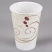 A Solo wax treated paper cold cup with a swirl design on it.