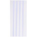 A white curtain with blue striped Curtron replacement door strips.