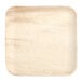 A square wooden plate with a white surface.