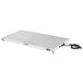 A white rectangular Hatco heated shelf with black cords.