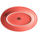 A pink oval platter with a white edge.