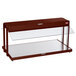 A brown metal Hatco buffet warmer shelf with glass shelves.