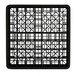 A black plastic crate with a grid of small compartments.