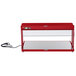 A red Hatco countertop buffet warmer with a glass top.