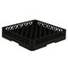 A black plastic Vollrath Traex glass rack with black grids.