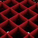 A red grid with squares for holding glasses.