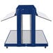 A blue and silver metal Hatco buffet warmer shelf.