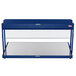 A navy blue metal Hatco countertop buffet warmer with glass shelves.