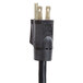 A close up of the black power cord plug for a Hatco Navy Blue Buffet Warmer.