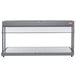A gray Hatco buffet warmer with glass shelves.