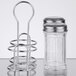 An American Metalcraft mini glass shaker set in a metal holder.