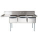 Regency 66 1/2 inch 16-Gauge Stainless Steel Three Compartment Commercial Sink with 1 Drainboard - 15 inch x 15 inch x 12 inch Bowls