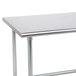 An Advance Tabco stainless steel work table with an open base.