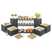 A Cal-Mil rectangular riser shelf on a table at a catering event with a display of food and drinks.